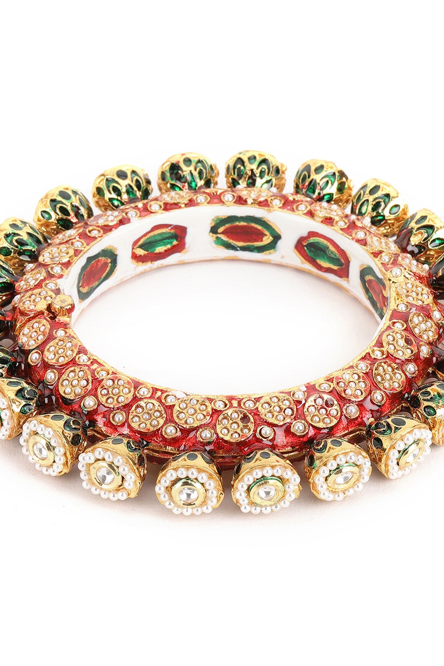 Meenakari Work Pearl Embellished Bangle - Single Pc 