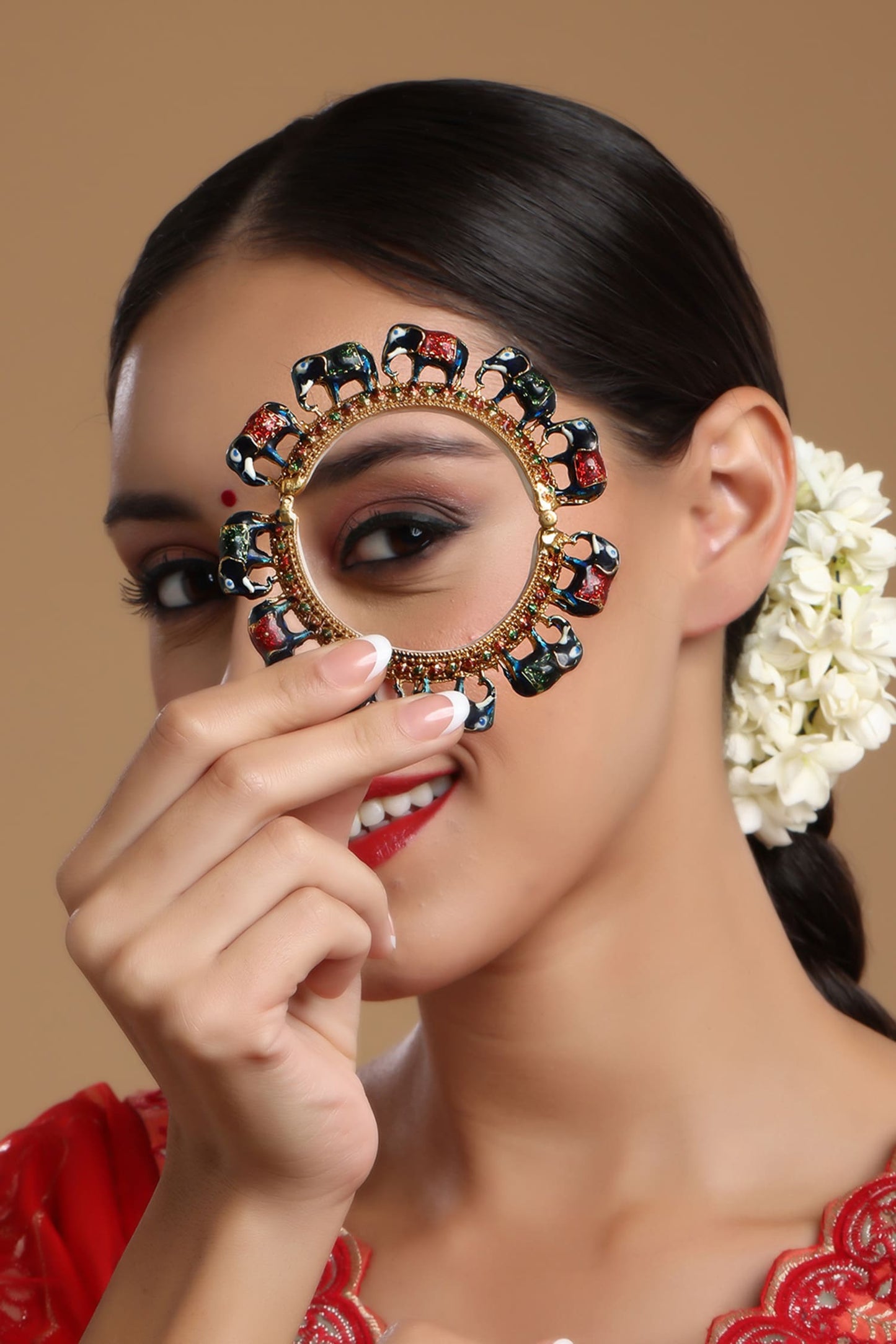 Elephant Motif Meenakari Work Bangle - Single Pc 