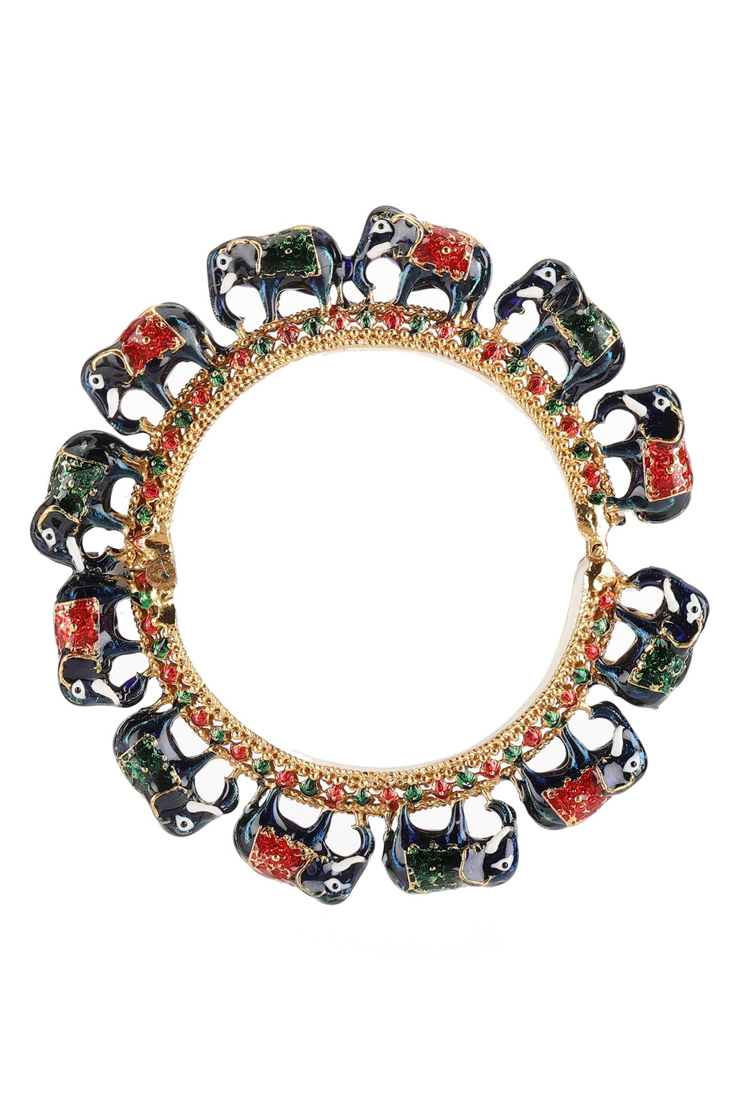 Elephant Motif Meenakari Work Bangle - Single Pc 