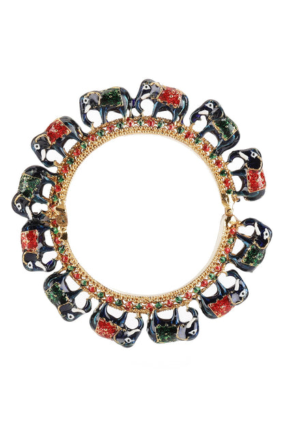 Elephant Motif Meenakari Work Bangle - Single Pc 