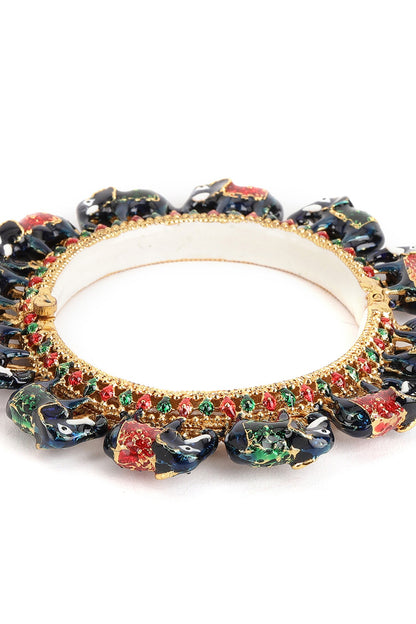 Elephant Motif Meenakari Work Bangle - Single Pc 