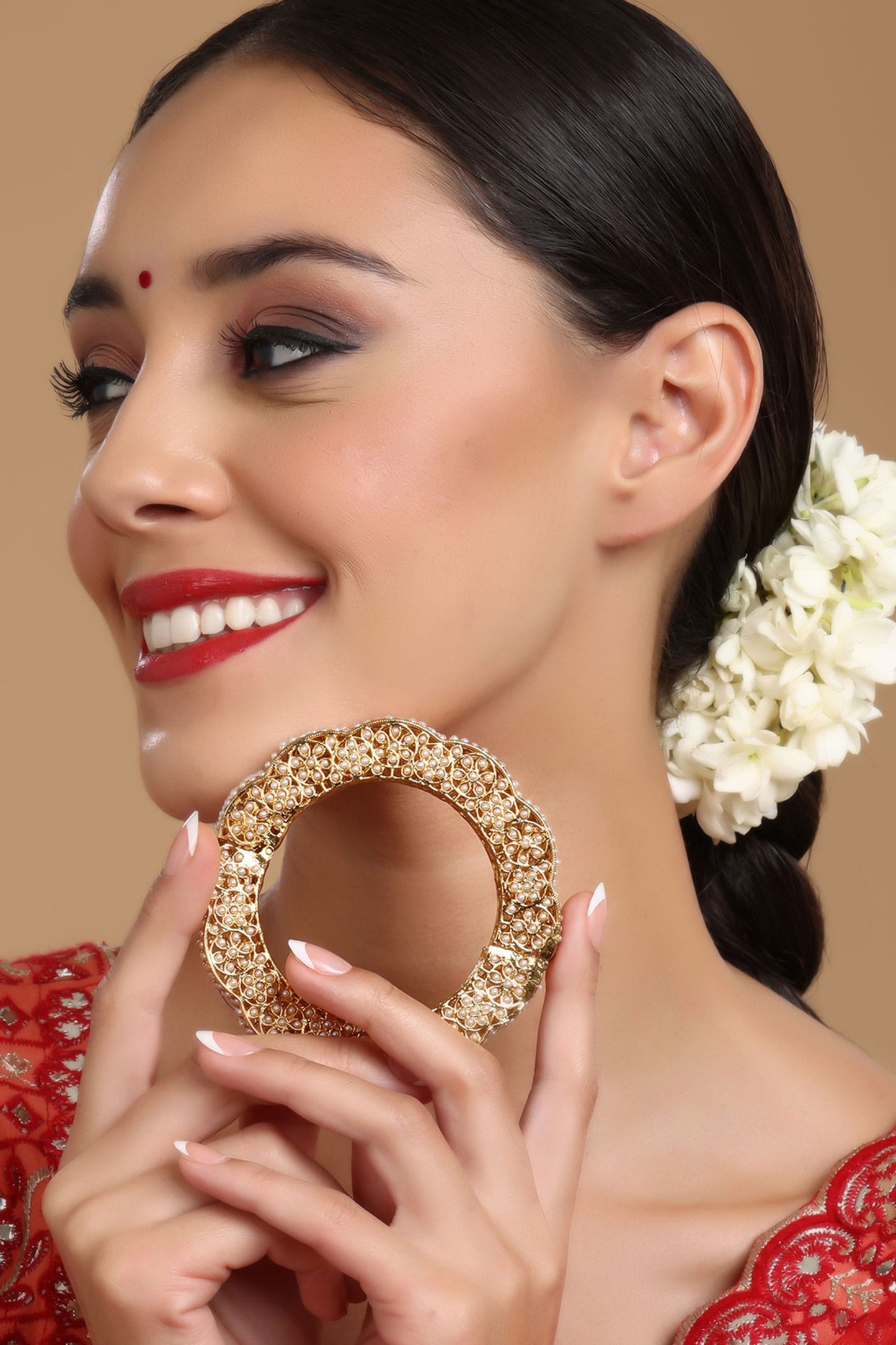 Handcrafted Pearl Embedded Bangle - Single Pc 