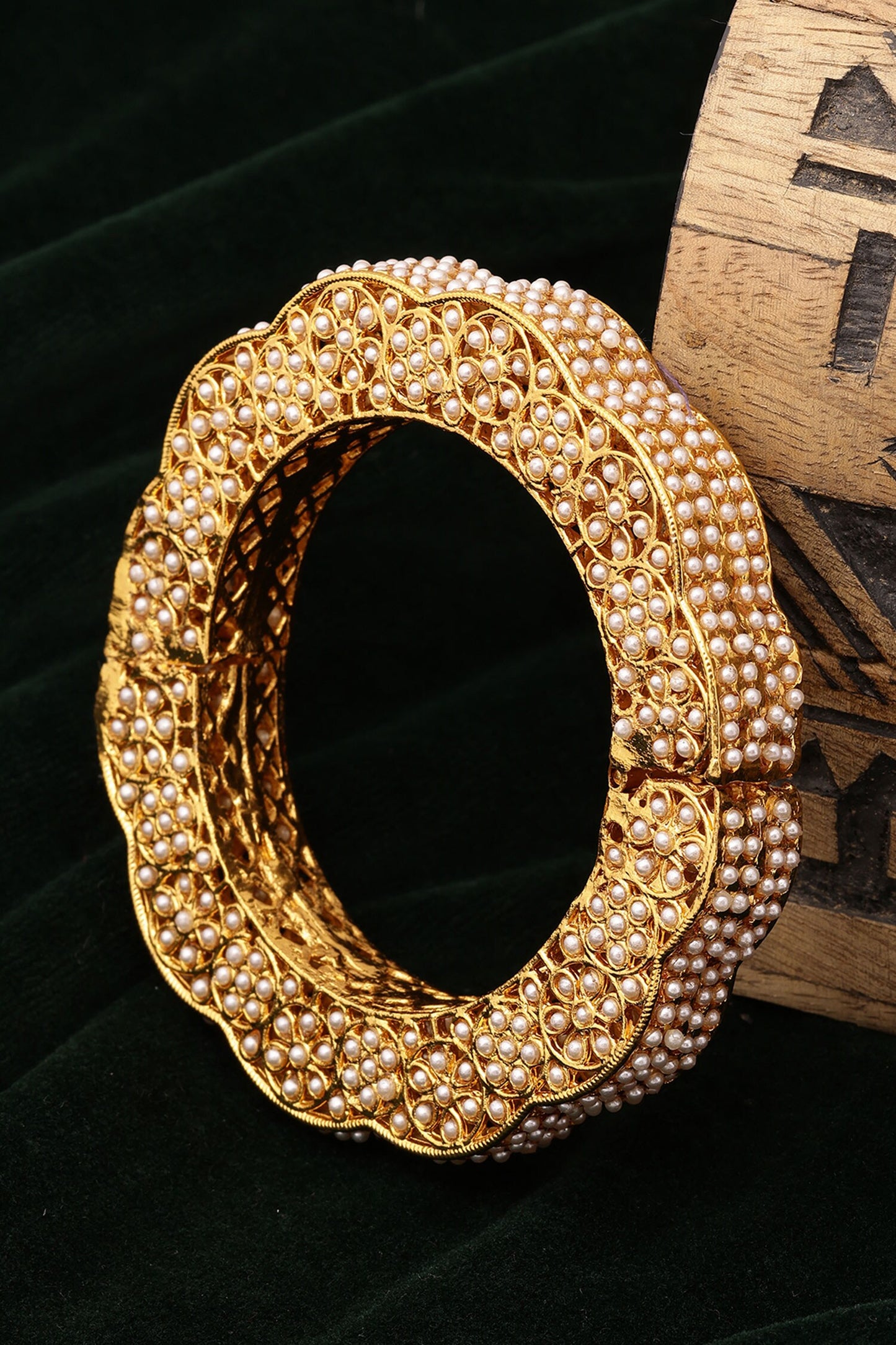 Handcrafted Pearl Embedded Bangle - Single Pc 