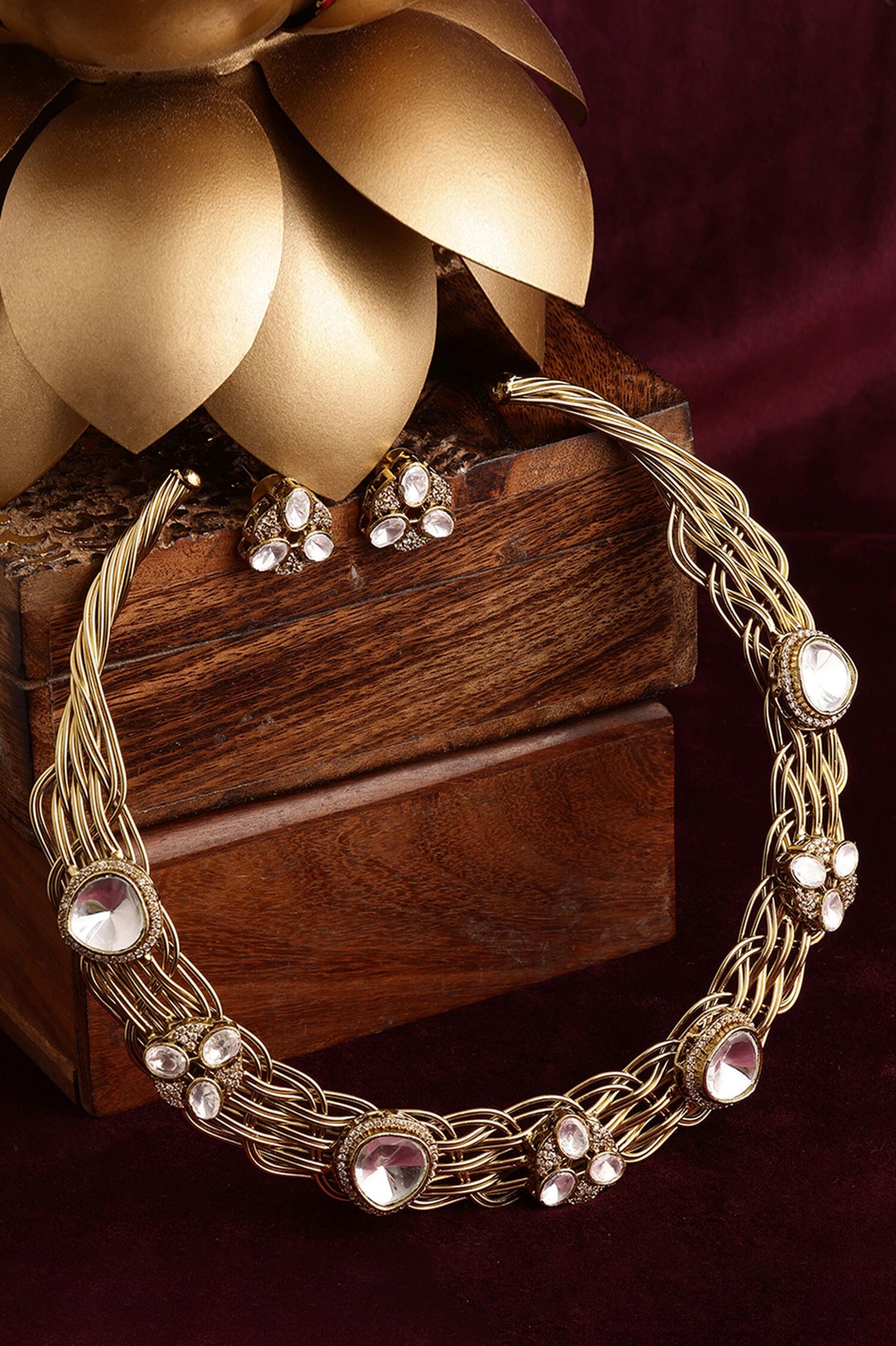 Interwoven Polki Hasli Choker Set 