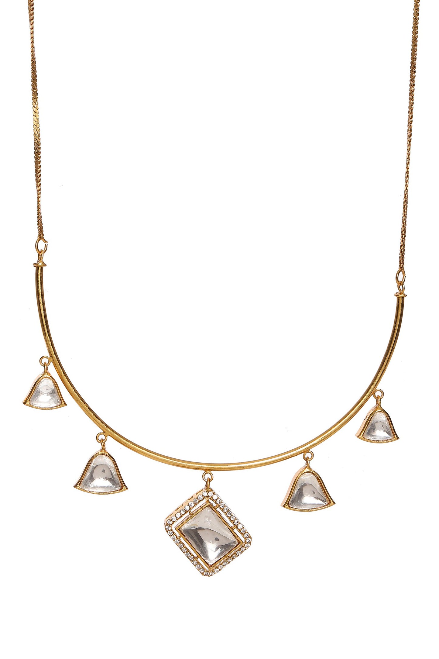 Kundan Embellished Hasli Chain Necklace Set 