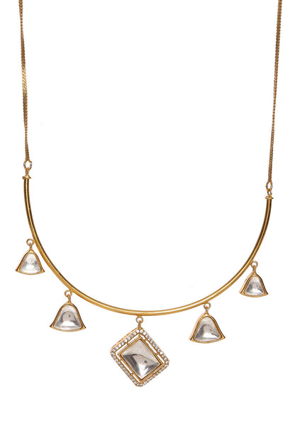 Kundan Embellished Hasli Chain Necklace Set 