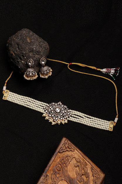 Polki Embellished Pearl Choker Set 