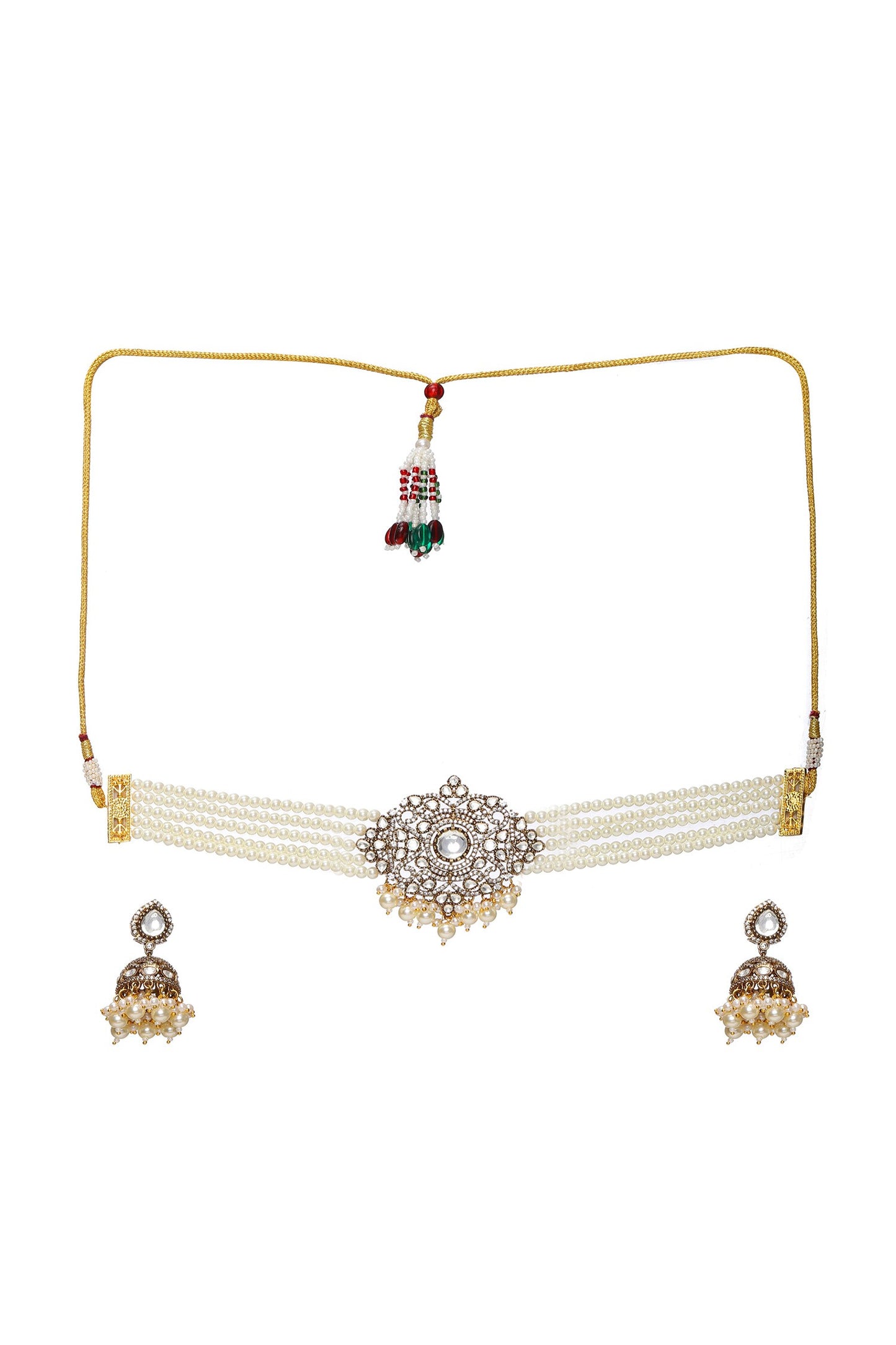 Polki Embellished Pearl Choker Set 