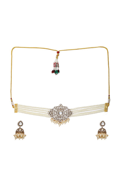 Polki Embellished Pearl Choker Set 