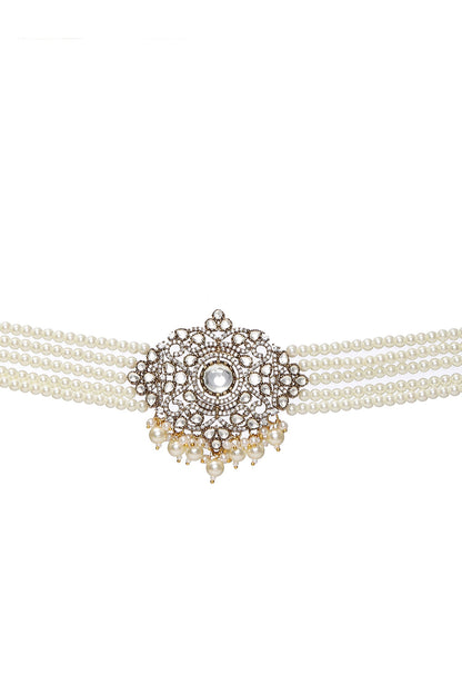 Polki Embellished Pearl Choker Set 