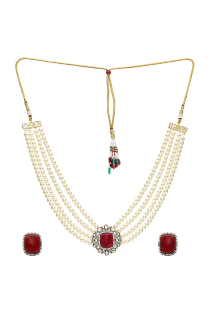 Stone Embellished Pearl Choker Set 