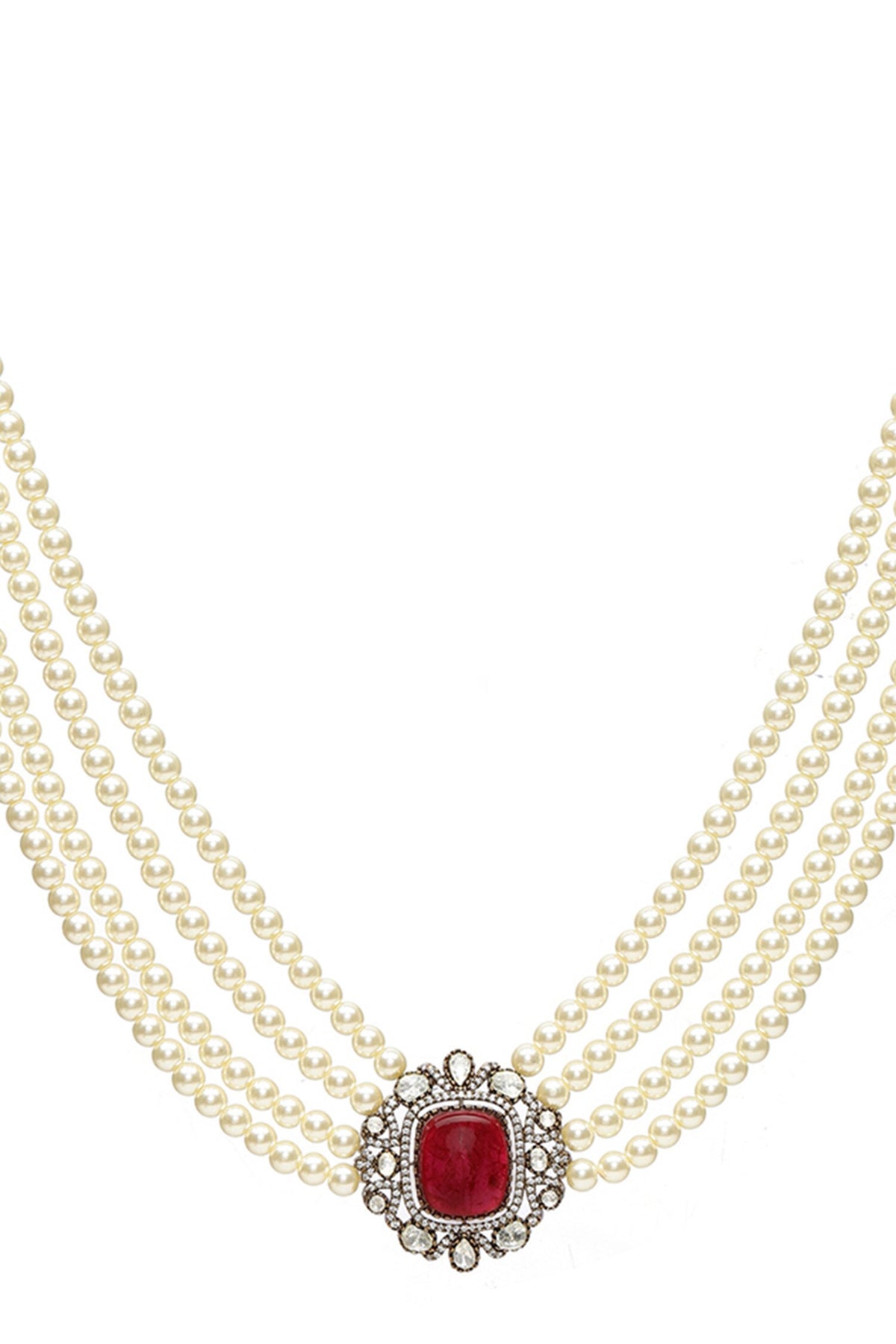 Stone Embellished Pearl Choker Set 