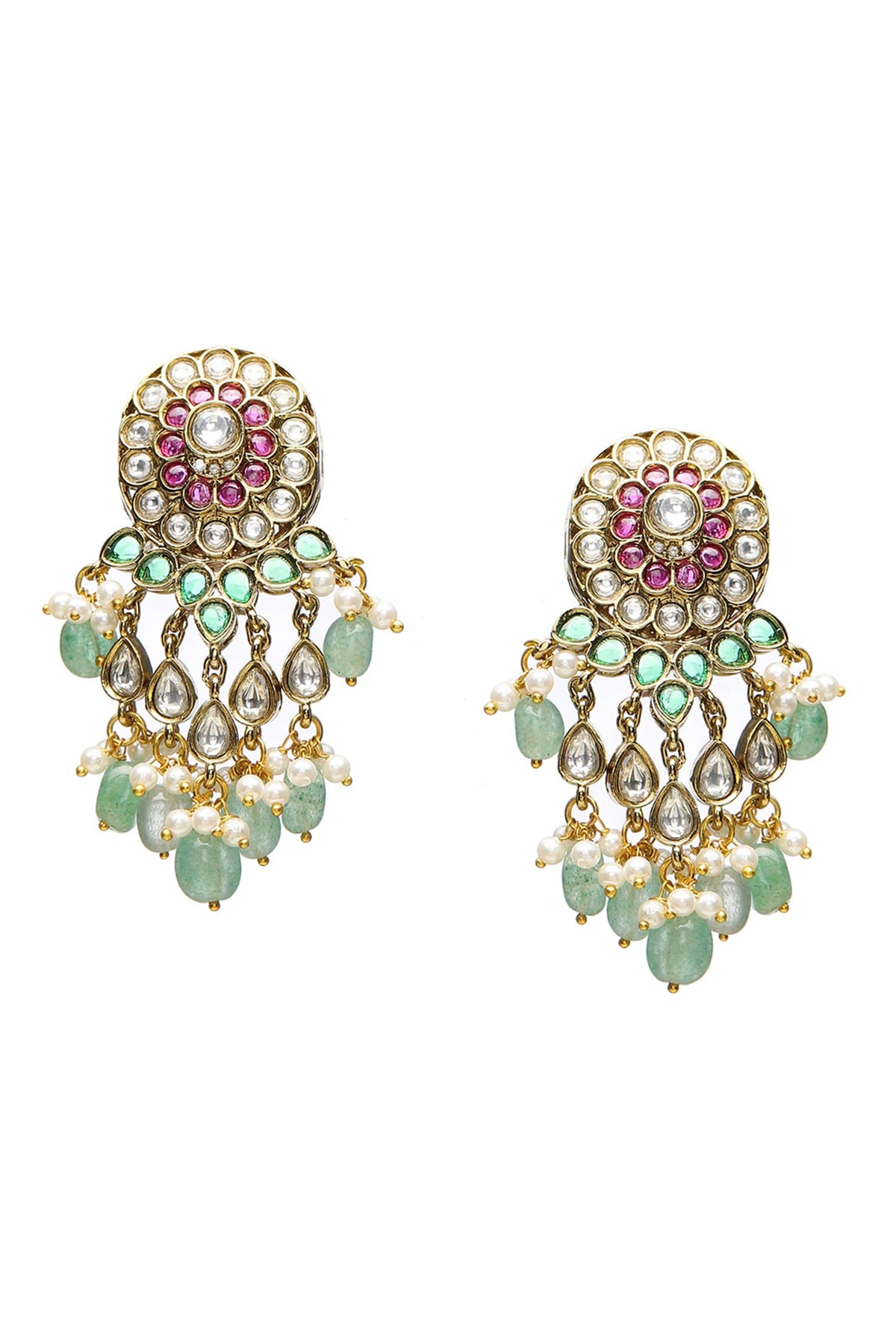 Floral Emerald Embellished Choker Set 
