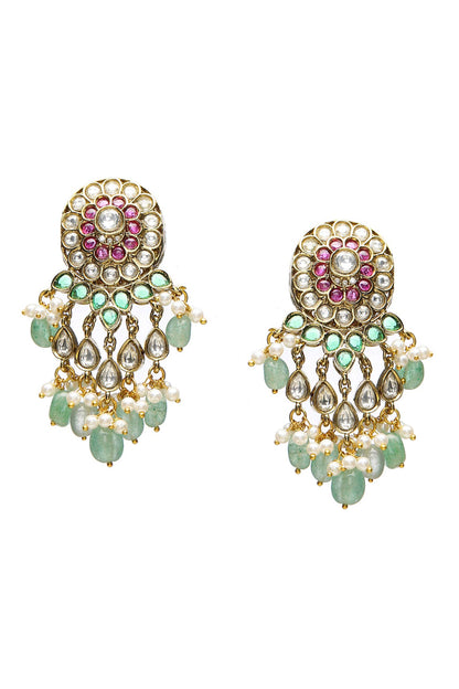 Floral Emerald Embellished Choker Set 
