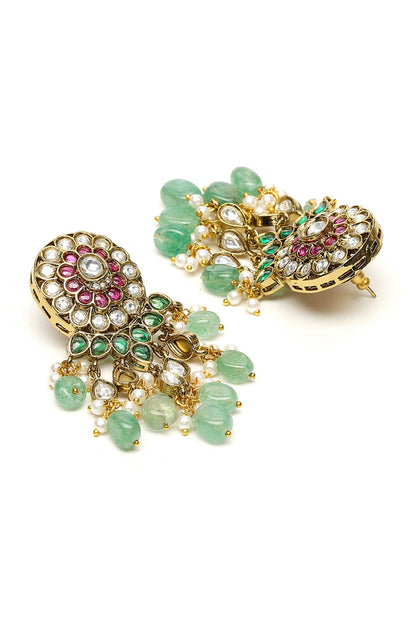 Floral Emerald Embellished Choker Set 