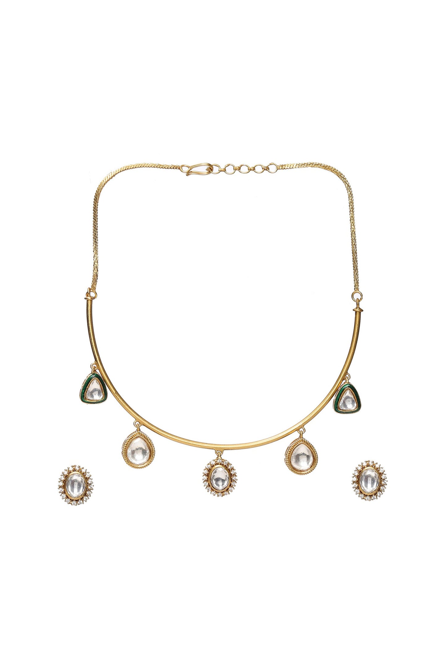 Kundan Drop Hasli Chain Necklace Set 
