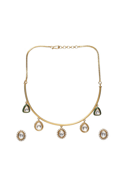 Kundan Drop Hasli Chain Necklace Set 