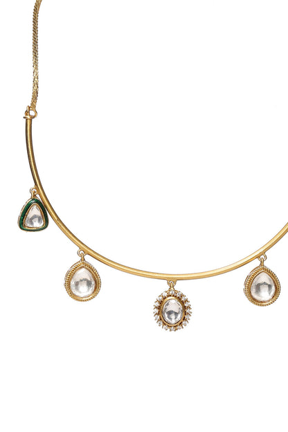 Kundan Drop Hasli Chain Necklace Set 