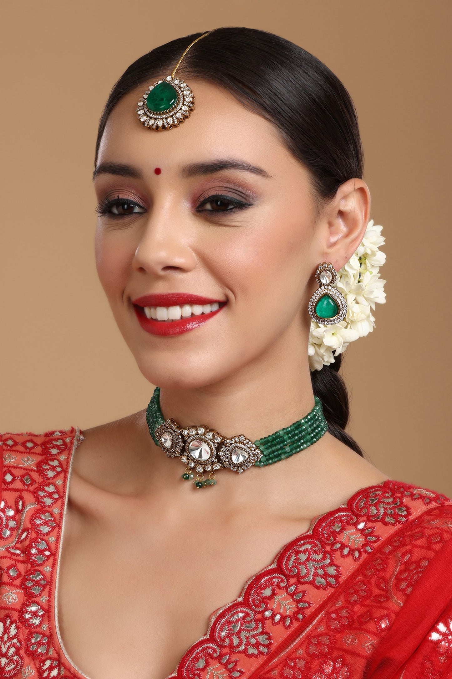 Polki Onyx Embellished Choker Set 