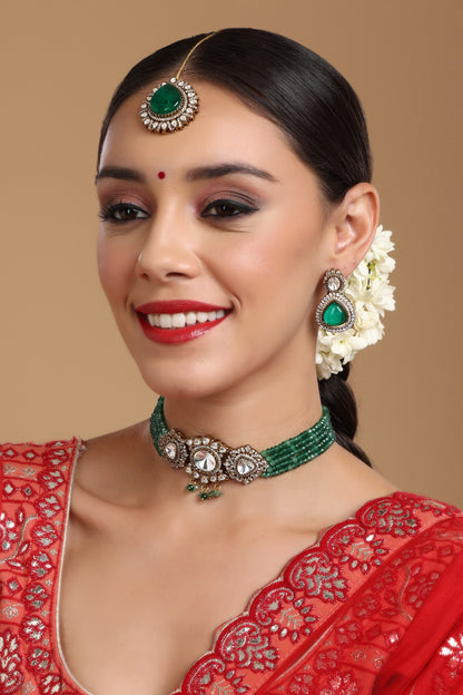 Polki Onyx Embellished Choker Set 