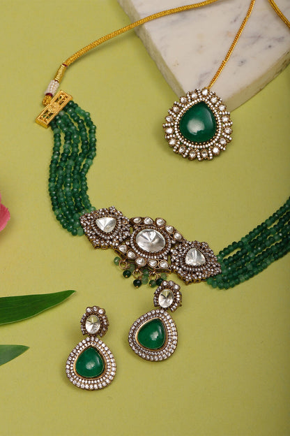 Polki Onyx Embellished Choker Set 