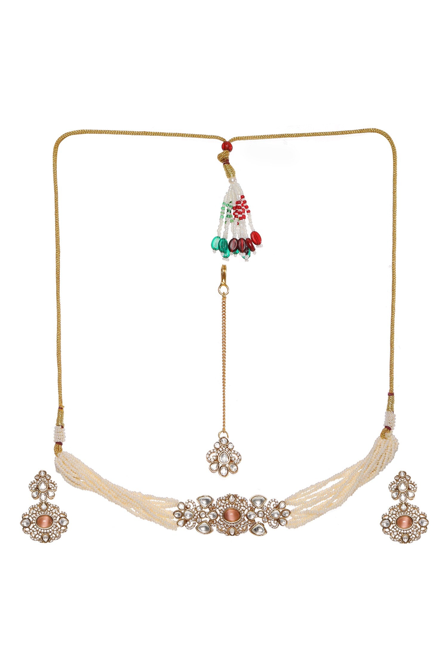 Polki Embellished Pearl Choker Set 