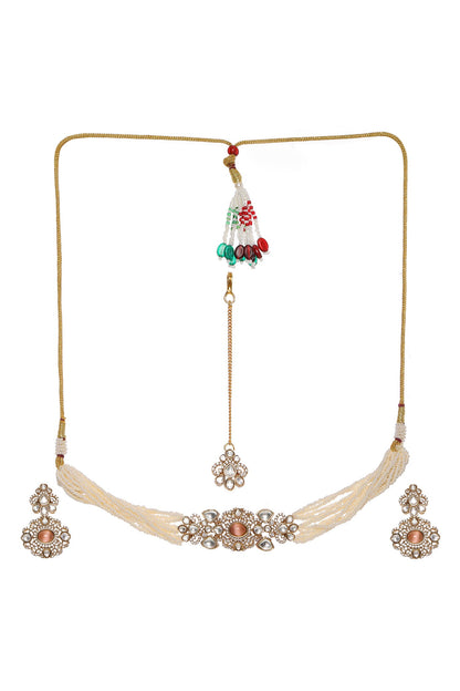 Polki Embellished Pearl Choker Set 