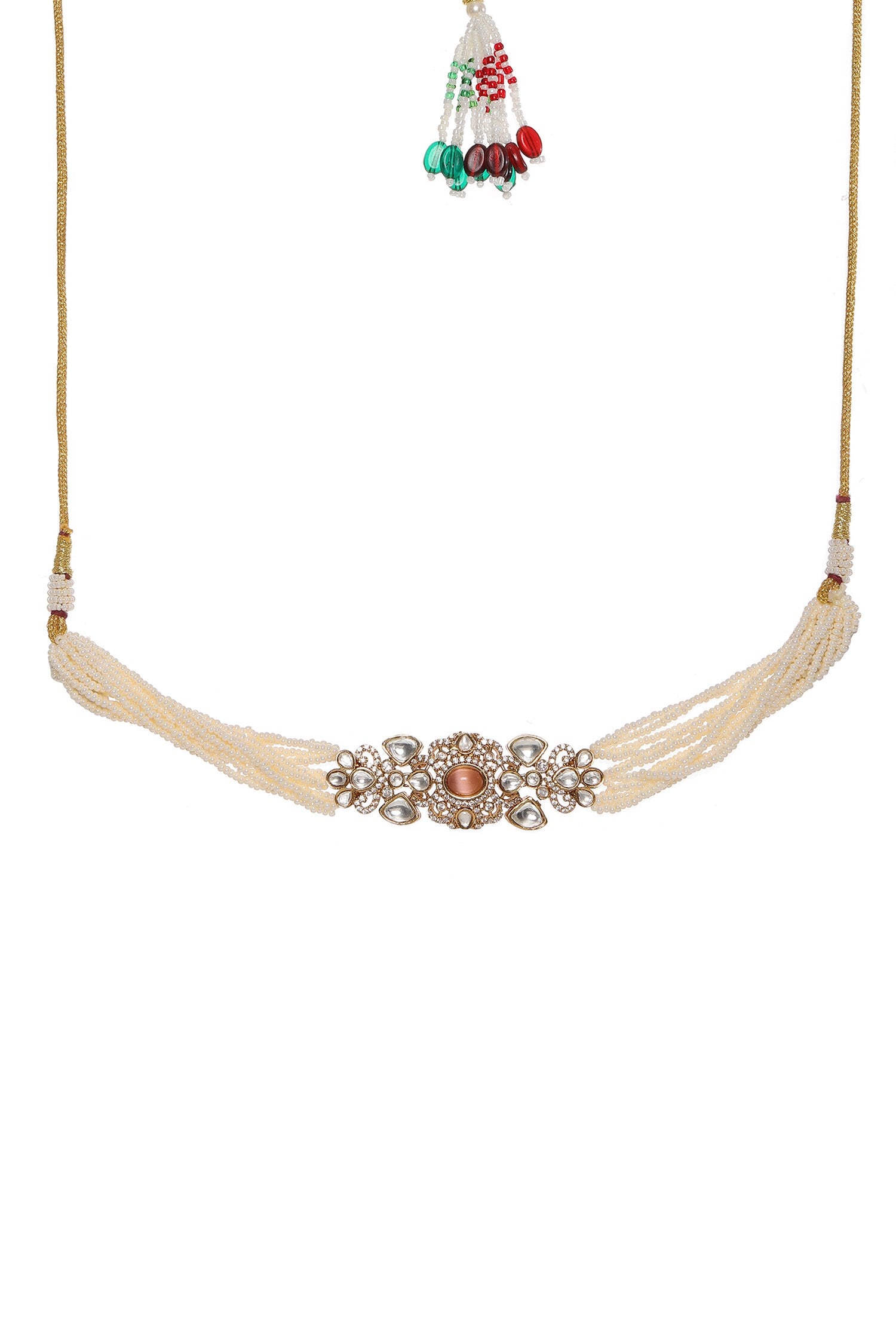 Polki Embellished Pearl Choker Set 