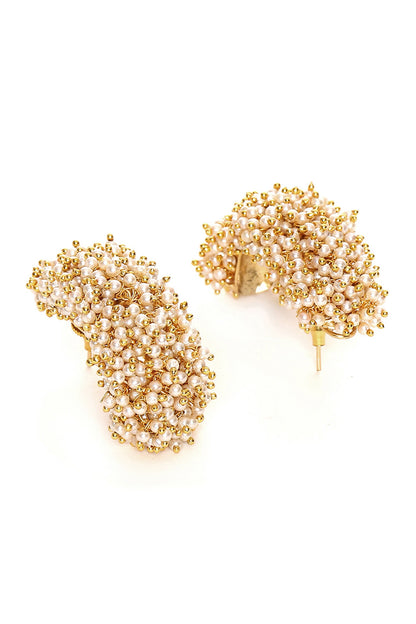 Pearl Cluster Hoop Earrings 
