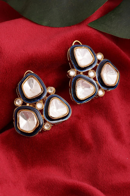 Kundan & Meenakari Droplet Studs 