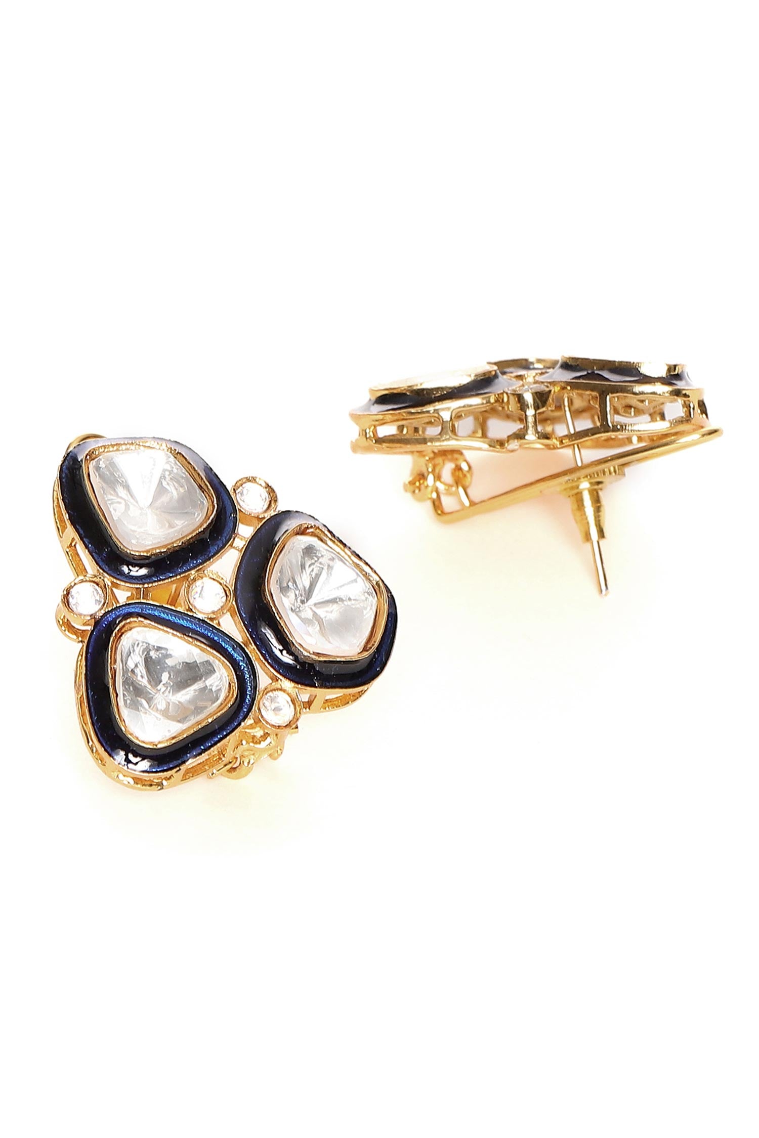 Kundan & Meenakari Droplet Studs 