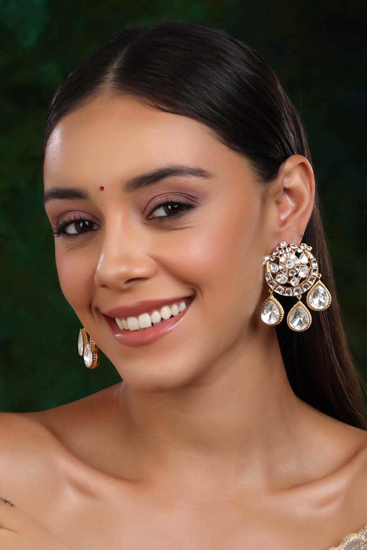 Noor Chand Dewdrop Kundan Earrings 