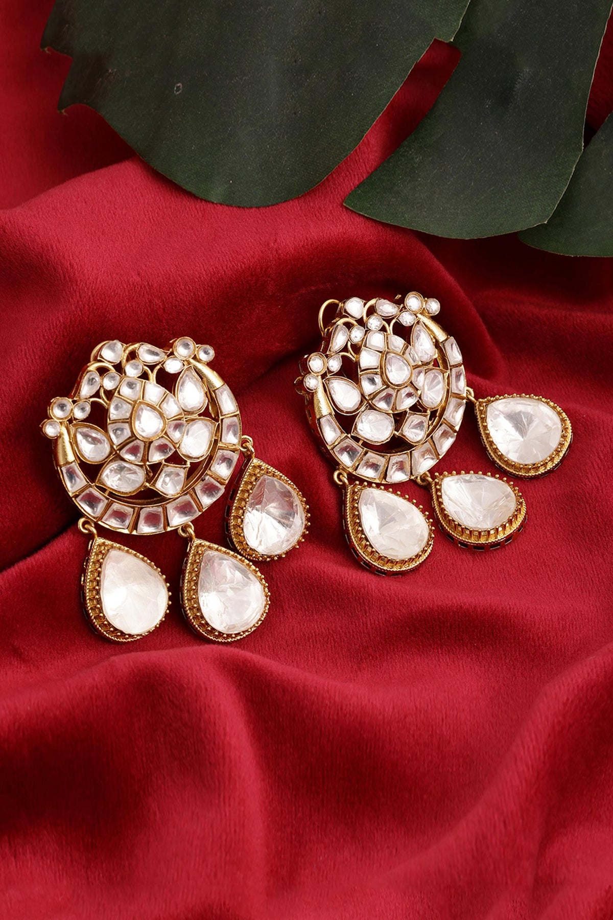 Noor Chand Dewdrop Kundan Earrings 