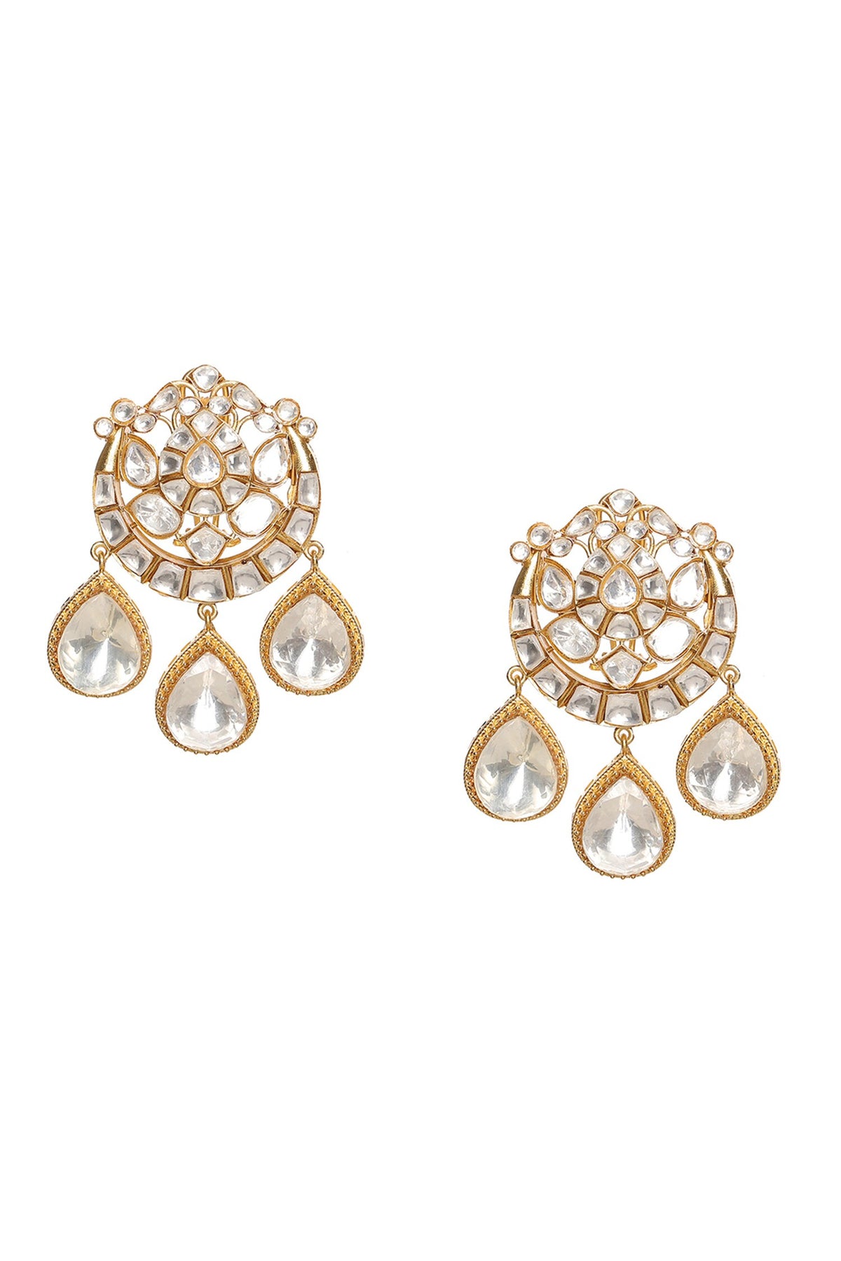 Noor Chand Dewdrop Kundan Earrings 
