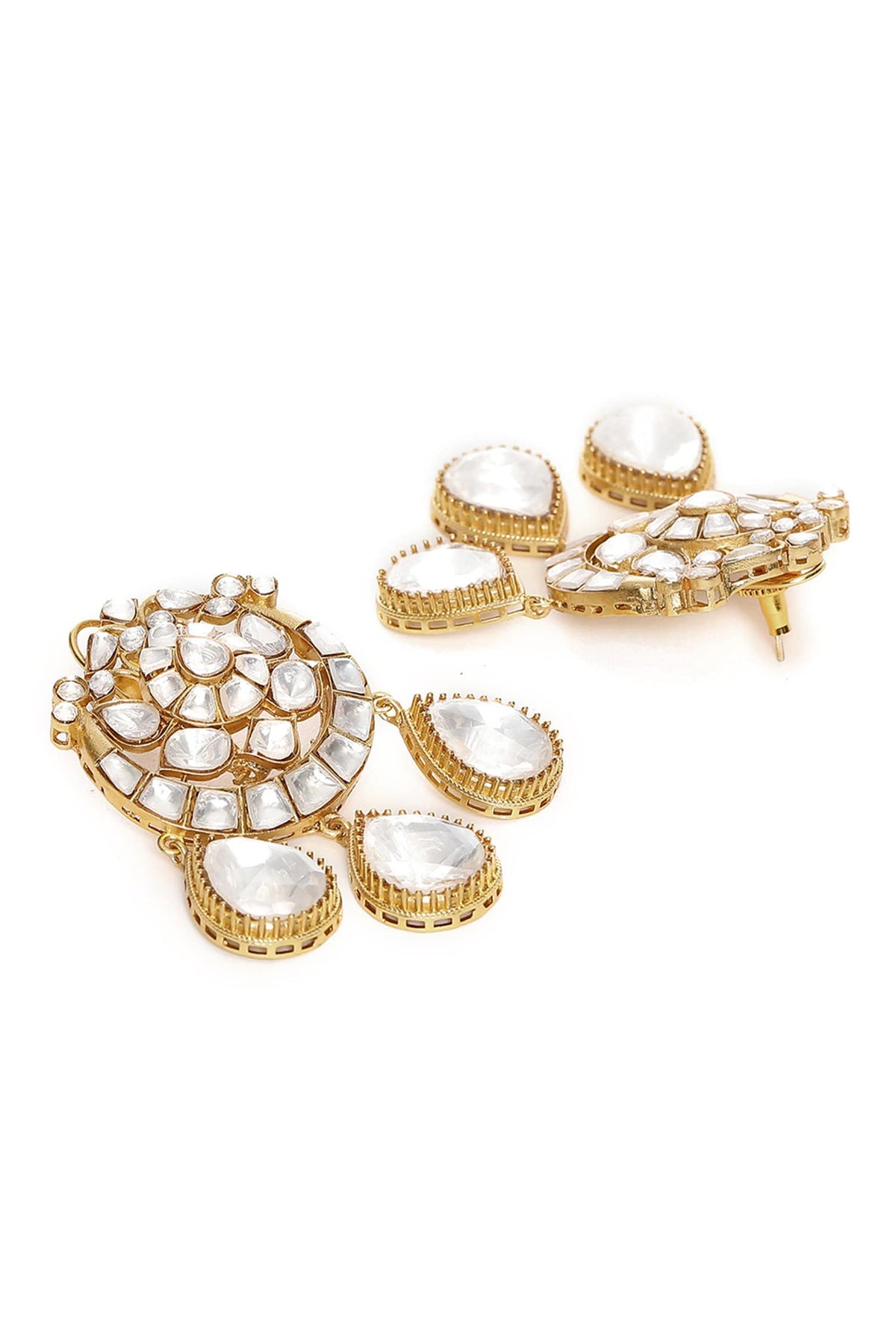 Noor Chand Dewdrop Kundan Earrings 