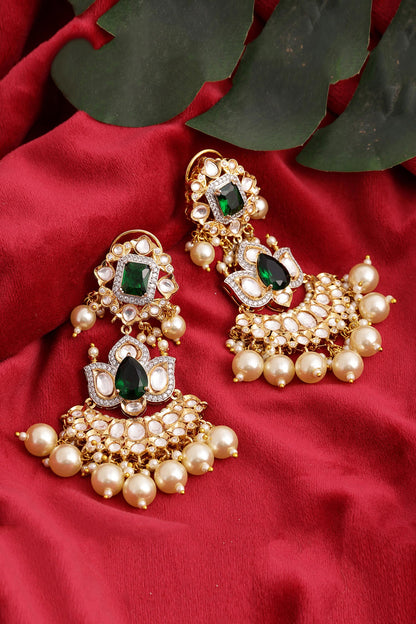 Bahara Chand Dewdrop Kundan Earrings 