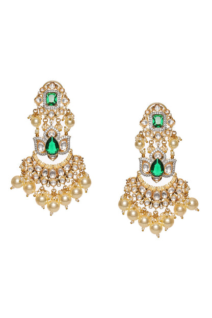 Bahara Chand Dewdrop Kundan Earrings 