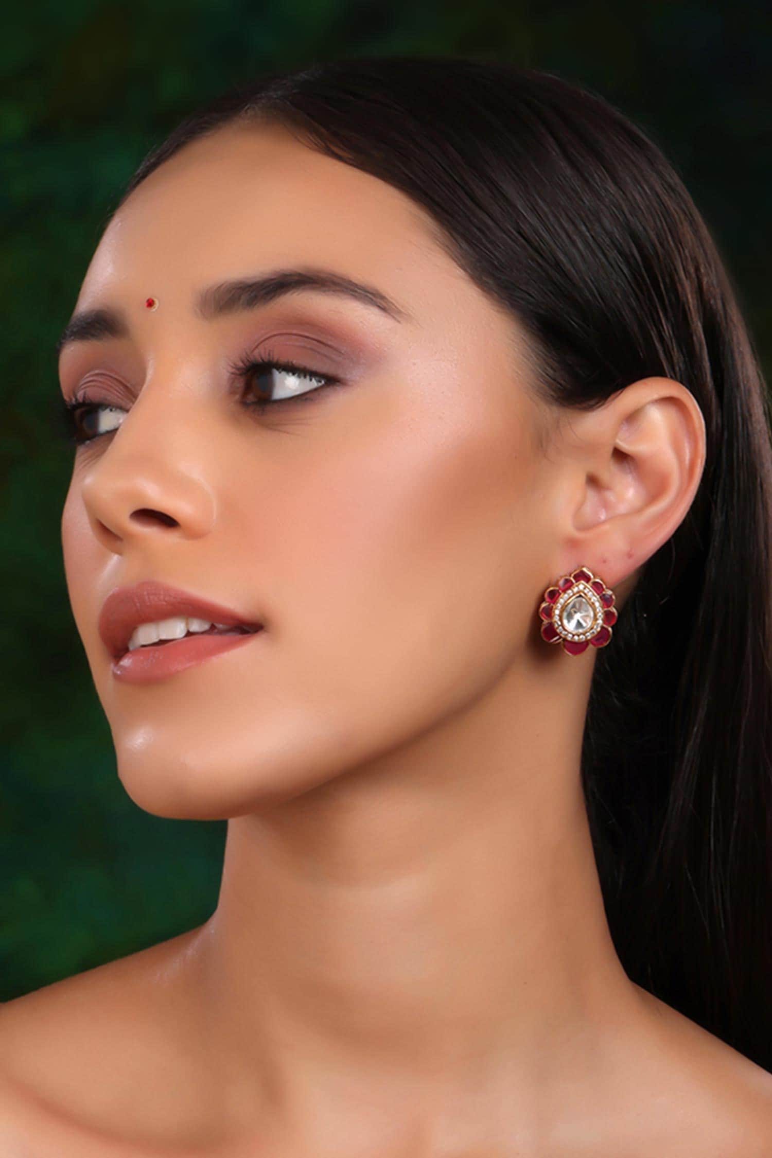 Kundan & Stone Embellished Ornate Studs 