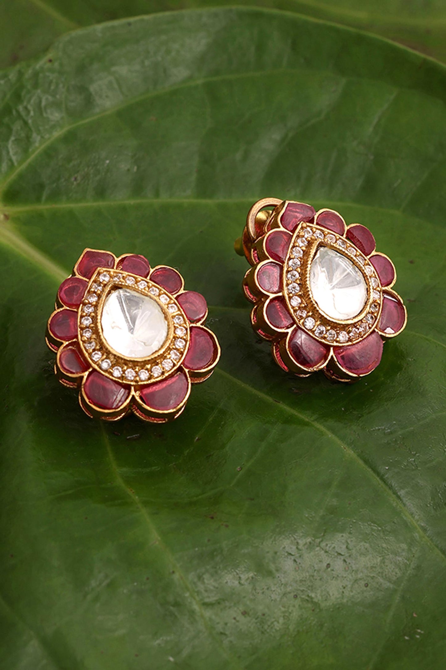 Kundan & Stone Embellished Ornate Studs 