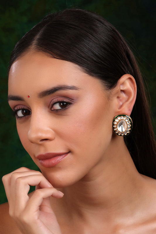 Blossom Kundan & Meenakari Embellished Studs 