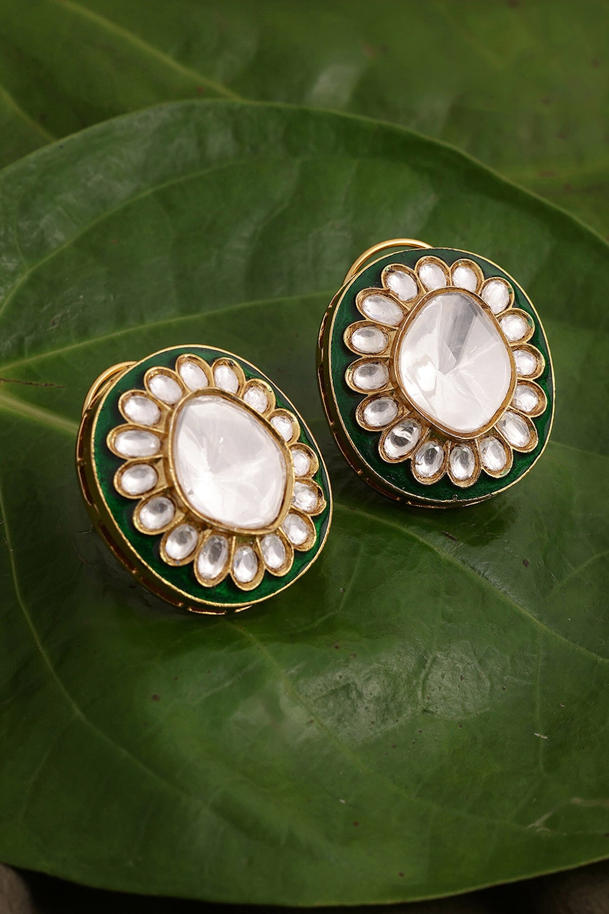 Blossom Kundan & Meenakari Embellished Studs 