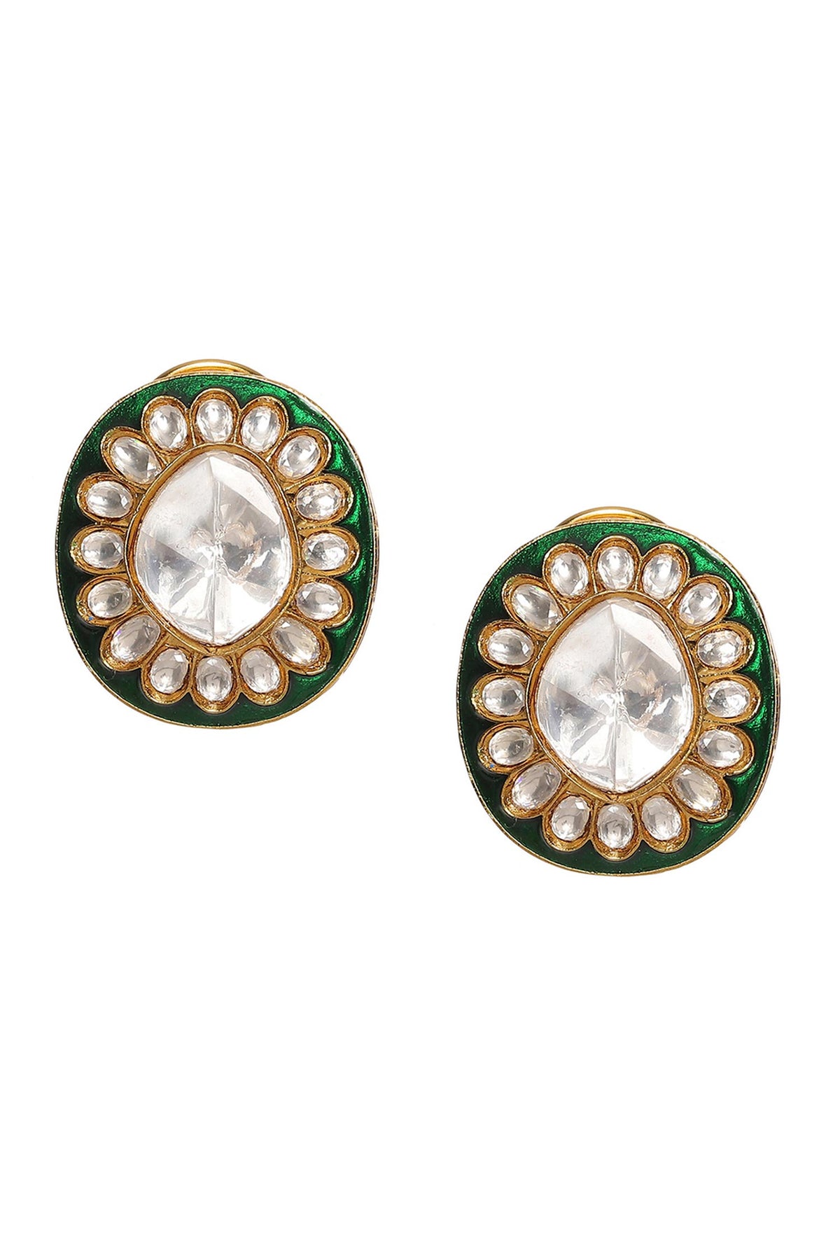 Blossom Kundan & Meenakari Embellished Studs 