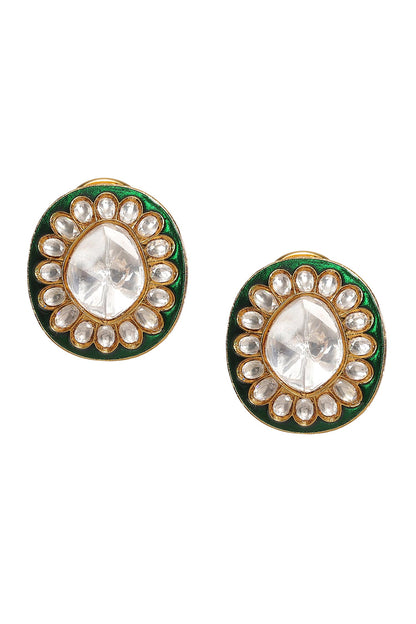 Blossom Kundan & Meenakari Embellished Studs 