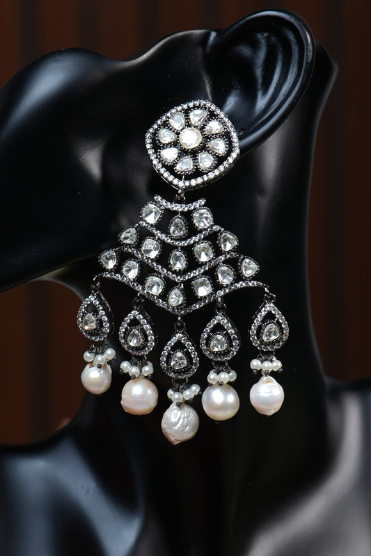 Moissanite Studded Dangler Earrings 
