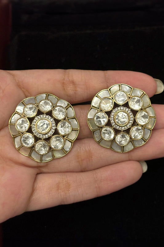 Mother Of Pearl Embellished Floral Studs 