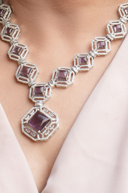 Zircon Stone Embellished Necklace Set 