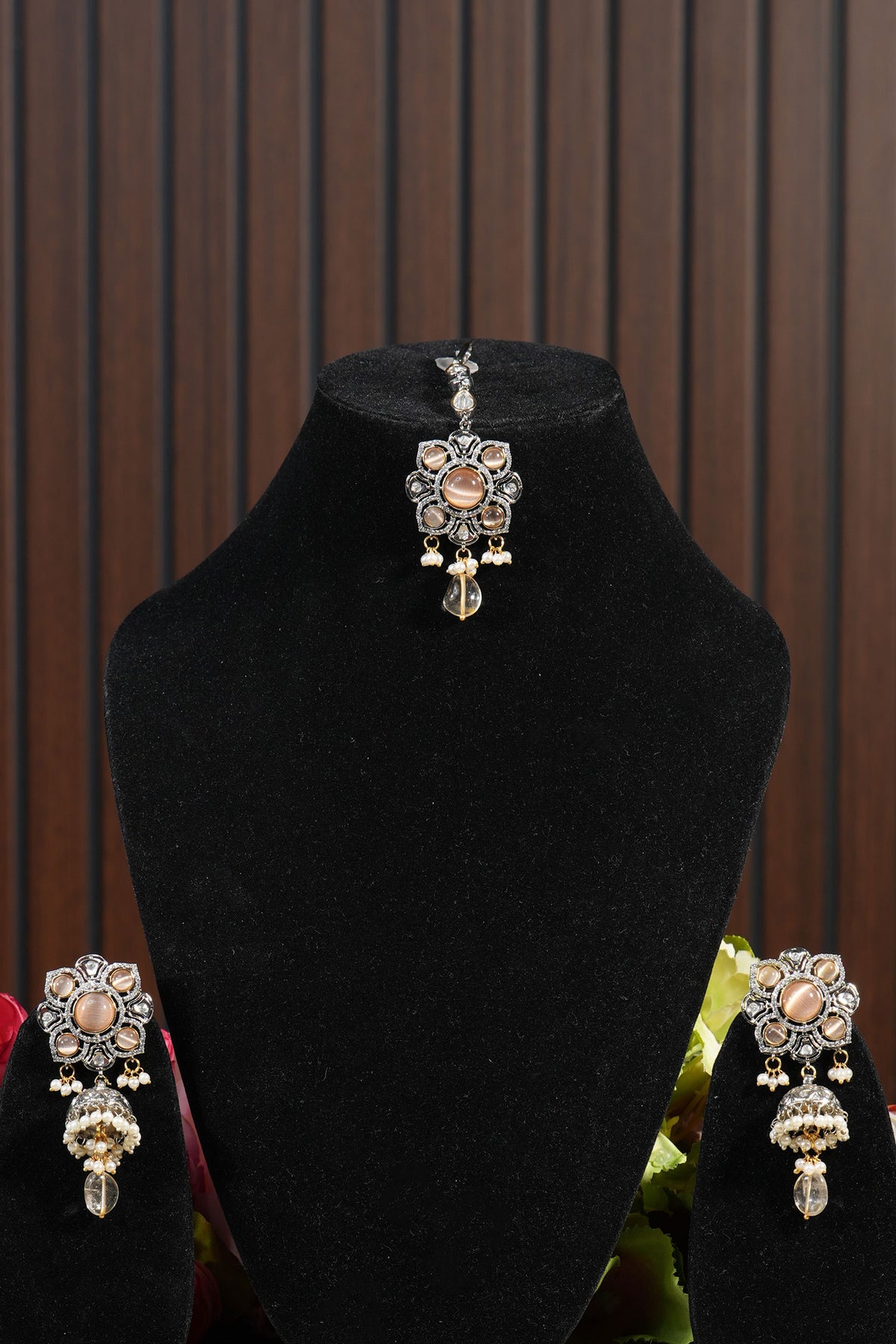 Stone & Bead Embellished Necklace Set 