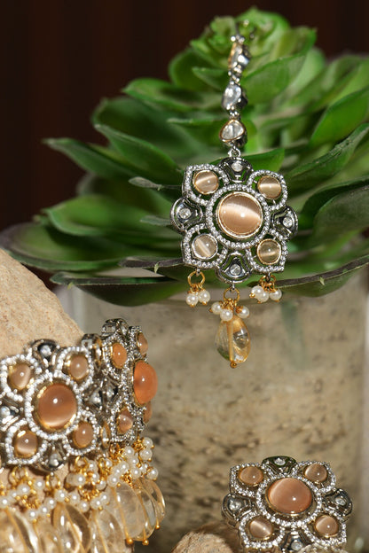 Stone & Bead Embellished Necklace Set 