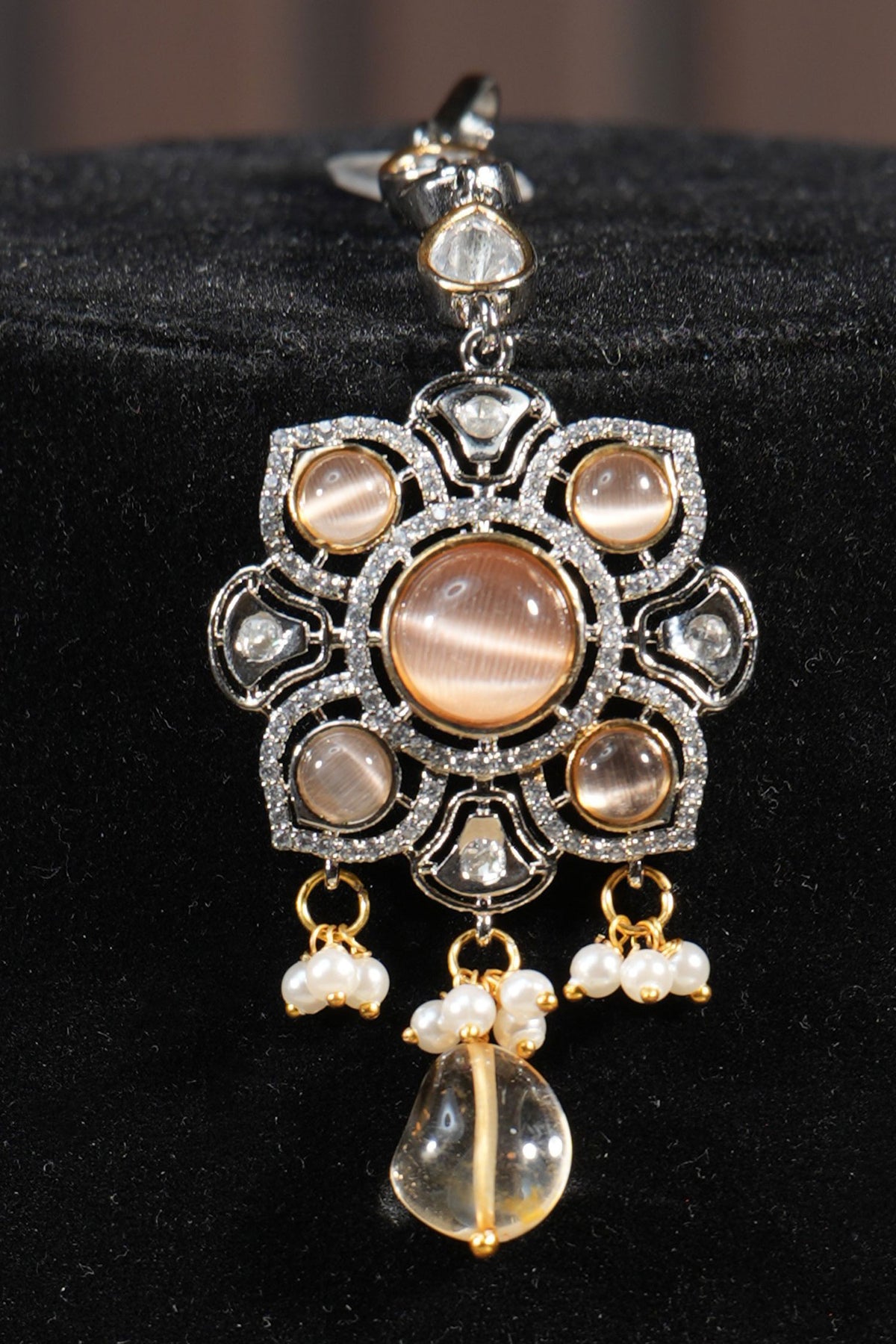 Stone & Bead Embellished Necklace Set 
