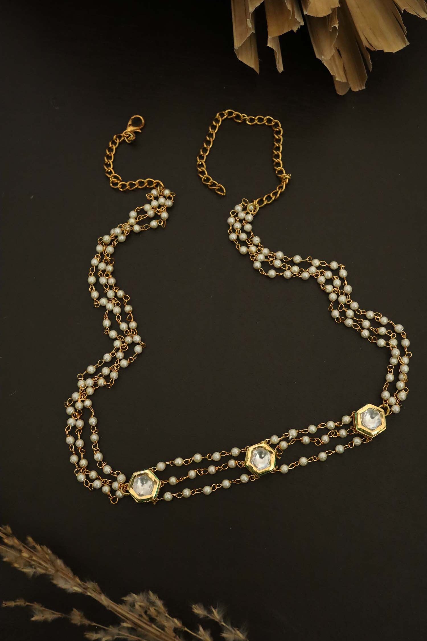 Kundan Pearl Head Band 
